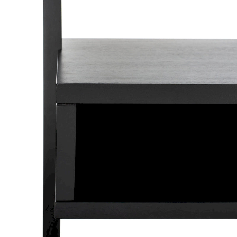 Scrivania inclinata industriale in stile rustico con 2 ripiani aperti, finitura mogano e telaio in metallo color antracite