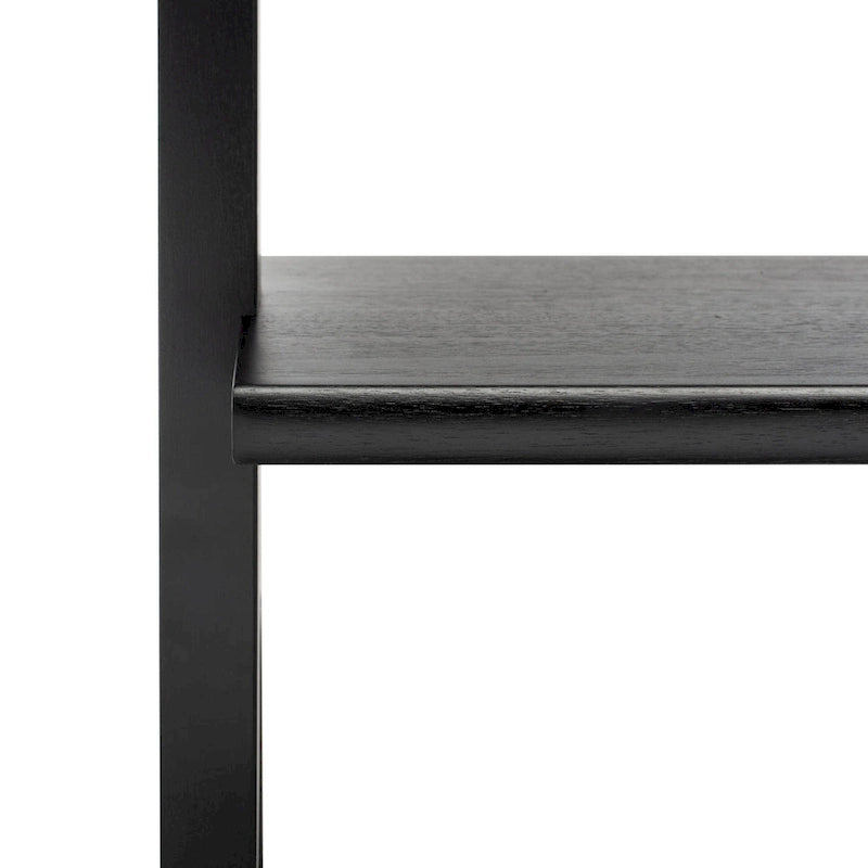 Scrivania inclinata industriale in stile rustico con 2 ripiani aperti, finitura mogano e telaio in metallo color antracite