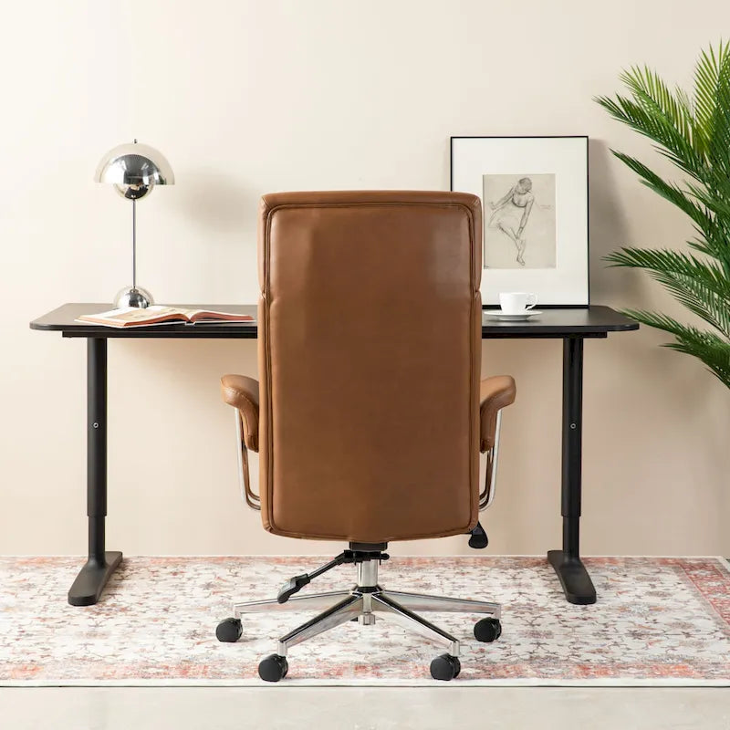 Sedia da ufficio ergonomica con schienale alto in pelle PU, schienale capitonné, girevole a 360°, capacità 120 kg