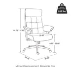 Sedia da ufficio ergonomica con schienale alto in pelle PU, schienale capitonné, girevole a 360°, capacità 120 kg