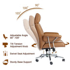 Sedia da ufficio ergonomica con schienale alto in pelle PU, schienale capitonné, girevole a 360°, capacità 120 kg