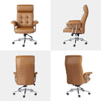 Sedia da ufficio ergonomica con schienale alto in pelle PU, schienale capitonné, girevole a 360°, capacità 120 kg