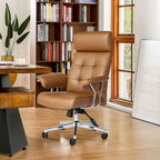 Sedia da ufficio ergonomica con schienale alto in pelle PU, schienale capitonné, girevole a 360°, capacità 120 kg