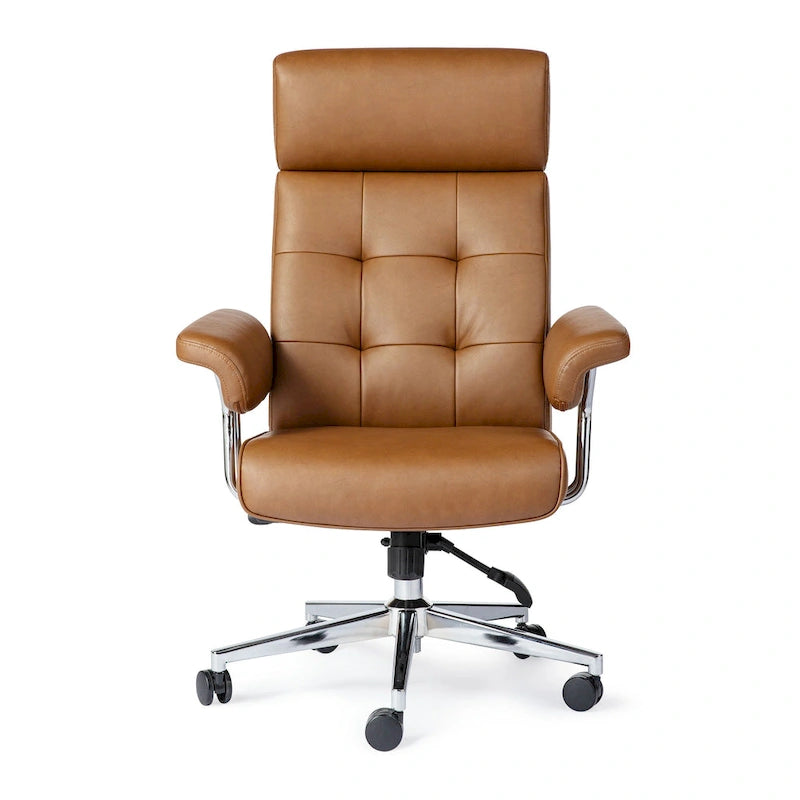 Sedia da ufficio ergonomica con schienale alto in pelle PU, schienale capitonné, girevole a 360°, capacità 120 kg