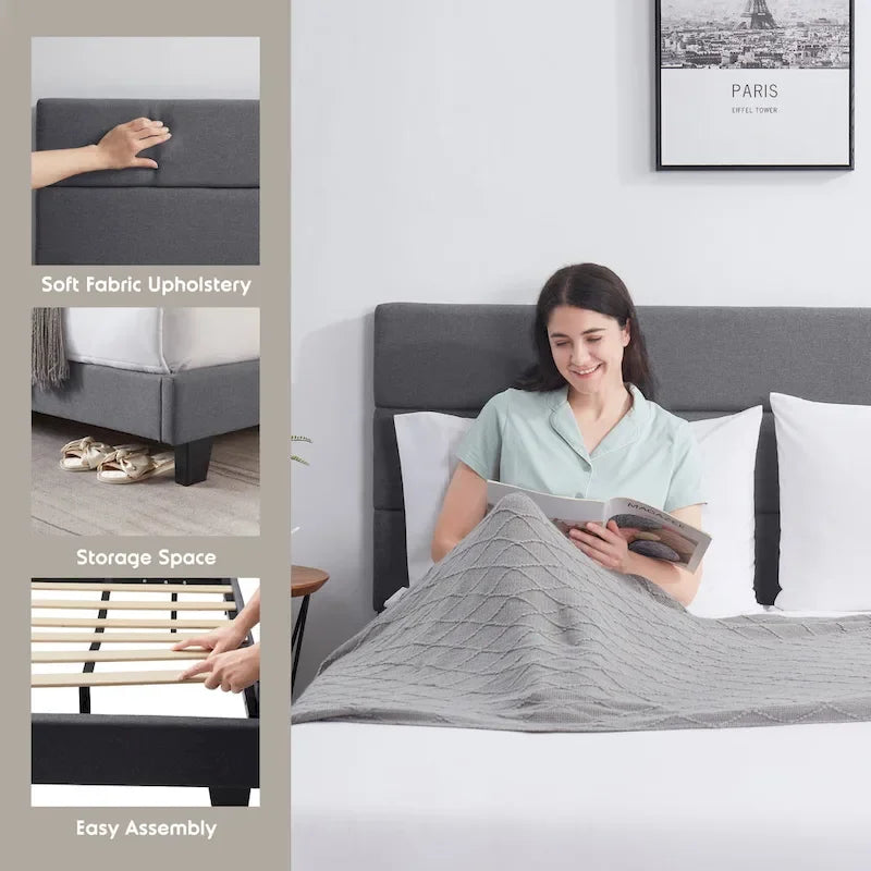 Letto a piattaforma imbottito Nestl Horizontal Channel