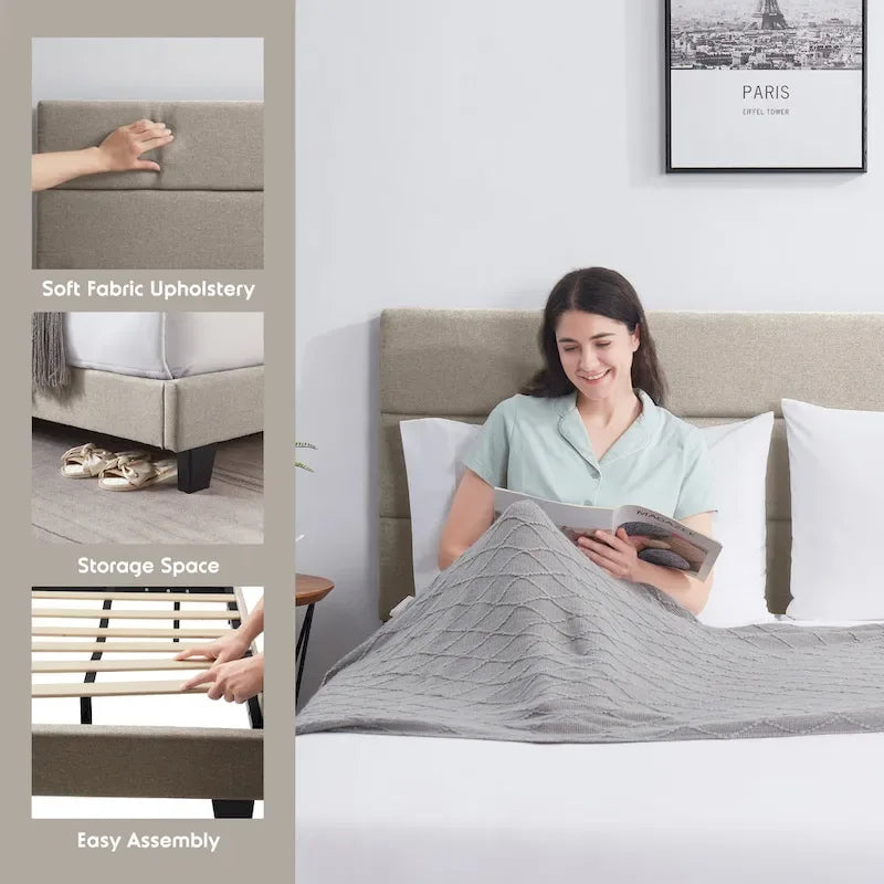 Letto a piattaforma imbottito Nestl Horizontal Channel