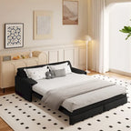 Divano letto convertibile 3-in-1 con contenitore laterale, Divano letto estraibile Queen da 66", Divano letto in velluto