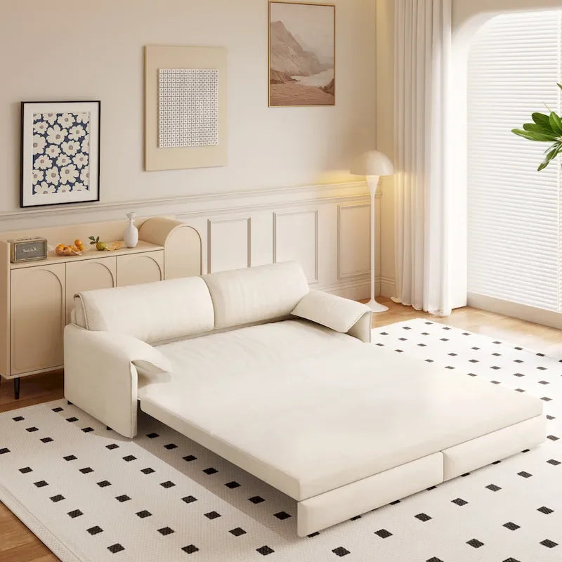 Divano letto convertibile 3-in-1 con contenitore laterale, Divano letto estraibile Queen da 66", Divano letto in velluto