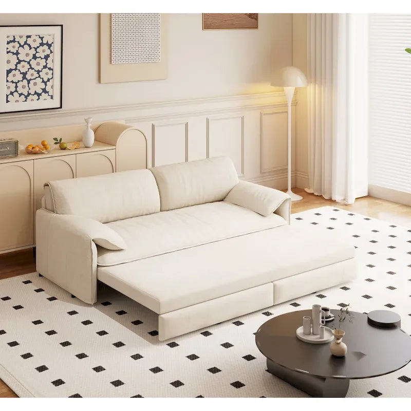 Divano letto convertibile 3-in-1 con contenitore laterale, Divano letto estraibile Queen da 66", Divano letto in velluto