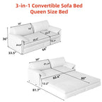 Divano letto convertibile 3-in-1 con contenitore laterale, Divano letto estraibile Queen da 66", Divano letto in velluto
