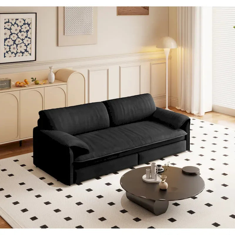 Divano letto convertibile 3-in-1 con contenitore laterale, Divano letto estraibile Queen da 66", Divano letto in velluto