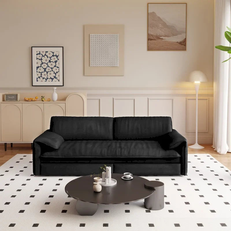 Divano letto convertibile 3-in-1 con contenitore laterale, Divano letto estraibile Queen da 66", Divano letto in velluto