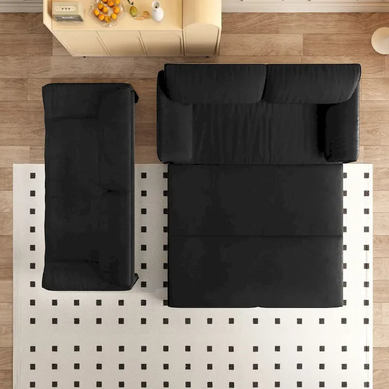 Divano letto convertibile 3-in-1 con contenitore laterale, Divano letto estraibile Queen da 66", Divano letto in velluto