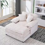 56.9 W Poltrona Oversize con Pouf, Poltrona da Lettura per Camera da Letto, Divano Letto Pigro, Poltrona Reclinabile Singola Moderna Oversize