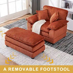 56.9 W Poltrona Oversize con Pouf, Poltrona da Lettura per Camera da Letto, Divano Letto Pigro, Poltrona Reclinabile Singola Moderna Oversize
