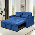 Divano letto futon moderno in velluto, divanetto piccolo con schienale reclinabile, cuscini decorativi, tasche
