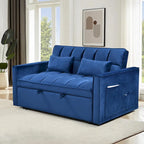Divano letto futon moderno in velluto, divanetto piccolo con schienale reclinabile, cuscini decorativi, tasche