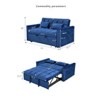 Divano letto futon moderno in velluto, divanetto piccolo con schienale reclinabile, cuscini decorativi, tasche