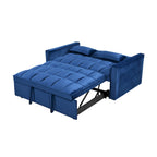 Divano letto futon moderno in velluto, divanetto piccolo con schienale reclinabile, cuscini decorativi, tasche