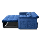 Divano letto futon moderno in velluto, divanetto piccolo con schienale reclinabile, cuscini decorativi, tasche