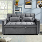 Divano letto futon moderno in velluto, divanetto piccolo con schienale reclinabile, cuscini decorativi, tasche