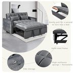 Divano letto futon moderno in velluto, divanetto piccolo con schienale reclinabile, cuscini decorativi, tasche