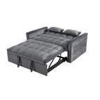 Divano letto futon moderno in velluto, divanetto piccolo con schienale reclinabile, cuscini decorativi, tasche