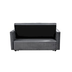 Divano letto futon moderno in velluto, divanetto piccolo con schienale reclinabile, cuscini decorativi, tasche