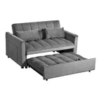 Divano letto futon moderno in velluto, divanetto piccolo con schienale reclinabile, cuscini decorativi, tasche