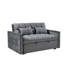 Divano letto futon moderno in velluto, divanetto piccolo con schienale reclinabile, cuscini decorativi, tasche