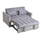 Divano letto futon moderno in velluto, divanetto piccolo con schienale reclinabile, cuscini decorativi, tasche