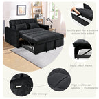 Divano letto futon moderno in velluto, divanetto piccolo con schienale reclinabile, cuscini decorativi, tasche