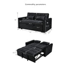 Divano letto futon moderno in velluto, divanetto piccolo con schienale reclinabile, cuscini decorativi, tasche