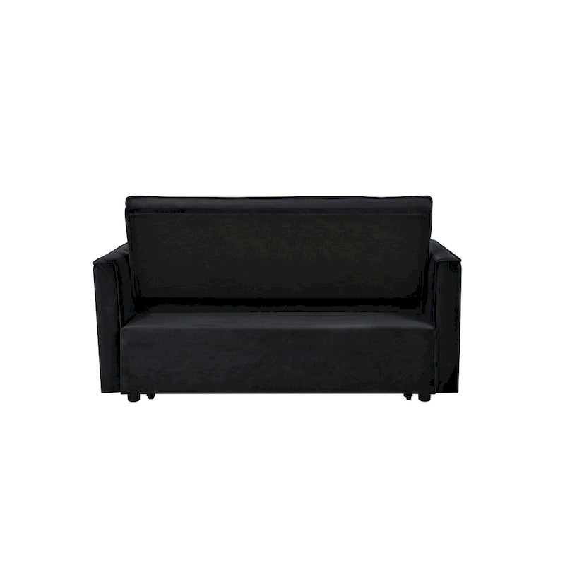 Divano letto futon moderno in velluto, divanetto piccolo con schienale reclinabile, cuscini decorativi, tasche