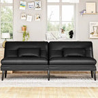 Divano letto futon convertibile Grondin, divano letto con schienale regolabile in 5 posizioni con 2 cuscini, reclinabile in stile moderno