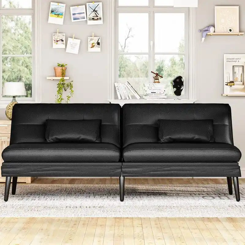 Divano letto futon convertibile Grondin, divano letto con schienale regolabile in 5 posizioni con 2 cuscini, reclinabile in stile moderno
