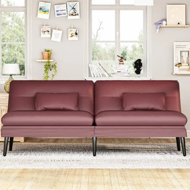 Divano letto futon convertibile Grondin, divano letto con schienale regolabile in 5 posizioni con 2 cuscini, reclinabile in stile moderno