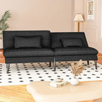 Divano letto futon convertibile Grondin, divano letto con schienale regolabile in 5 posizioni con 2 cuscini, reclinabile in stile moderno