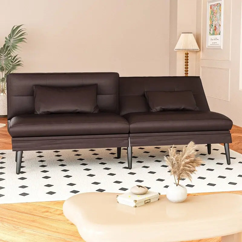 Divano letto futon convertibile Grondin, divano letto con schienale regolabile in 5 posizioni con 2 cuscini, reclinabile in stile moderno