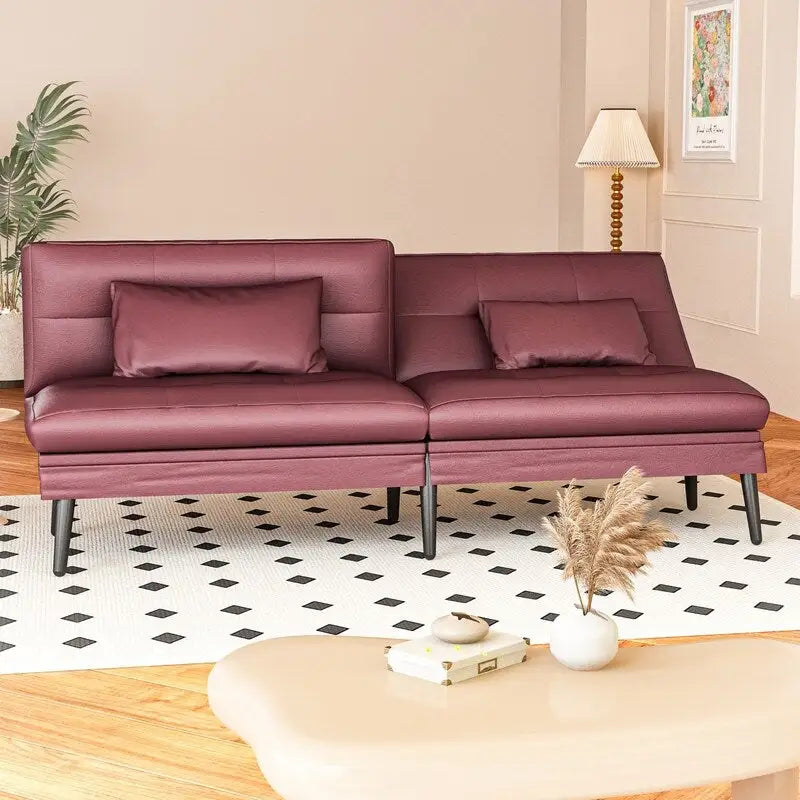 Divano letto futon convertibile Grondin, divano letto con schienale regolabile in 5 posizioni con 2 cuscini, reclinabile in stile moderno