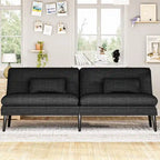 Divano letto futon convertibile Grondin, divano letto con schienale regolabile in 5 posizioni con 2 cuscini, reclinabile in stile moderno