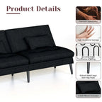 Divano letto futon convertibile Grondin, divano letto con schienale regolabile in 5 posizioni con 2 cuscini, reclinabile in stile moderno