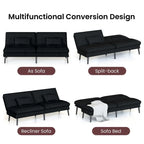 Divano letto futon convertibile Grondin, divano letto con schienale regolabile in 5 posizioni con 2 cuscini, reclinabile in stile moderno