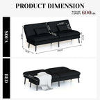 Divano letto futon convertibile Grondin, divano letto con schienale regolabile in 5 posizioni con 2 cuscini, reclinabile in stile moderno