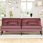 Divano letto futon convertibile Grondin, divano letto con schienale regolabile in 5 posizioni con 2 cuscini, reclinabile in stile moderno