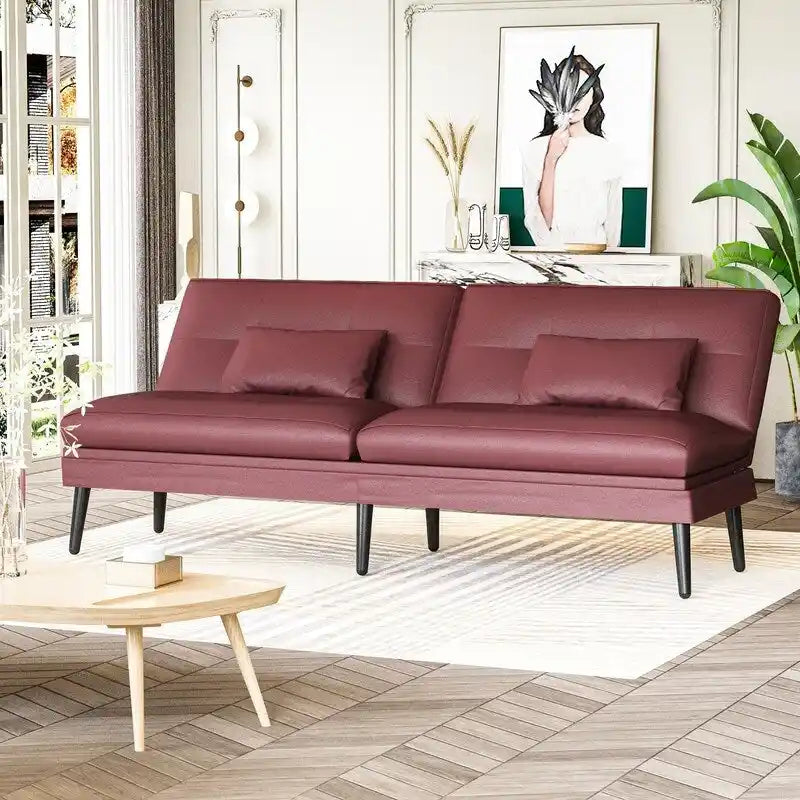 Divano letto futon convertibile Grondin, divano letto con schienale regolabile in 5 posizioni con 2 cuscini, reclinabile in stile moderno