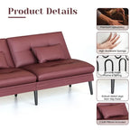 Divano letto futon convertibile Grondin, divano letto con schienale regolabile in 5 posizioni con 2 cuscini, reclinabile in stile moderno