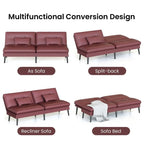 Divano letto futon convertibile Grondin, divano letto con schienale regolabile in 5 posizioni con 2 cuscini, reclinabile in stile moderno