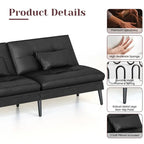 Divano letto futon convertibile Grondin, divano letto con schienale regolabile in 5 posizioni con 2 cuscini, reclinabile in stile moderno