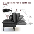 Divano letto futon convertibile Grondin, divano letto con schienale regolabile in 5 posizioni con 2 cuscini, reclinabile in stile moderno